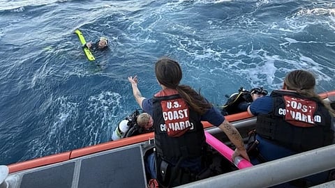 A US Coast Guard Station Lake Worth Inlet boat crew rescued three divers one mile east of Palm Beach, Jan. 4, 2026. The three divers were transported ashore to awaiting emergency medical services in stable condition. 