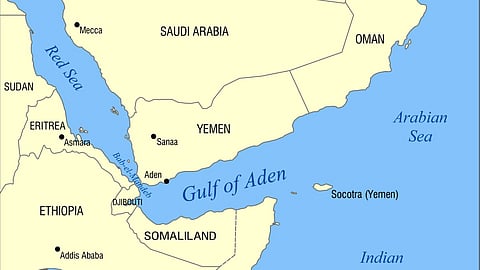Map of the Gulf of Aden and surrounding African countries