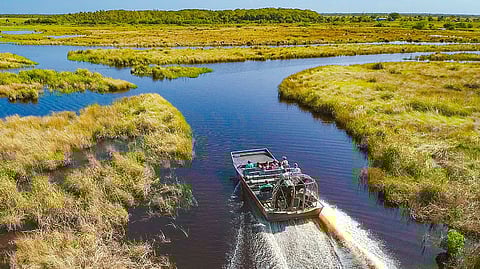 Airboat underway in the Florida Everglades (representative photo only)