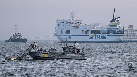 The Ro-Pax ferry Marco Polo being salvaged after running aground off Sweden, October 2023