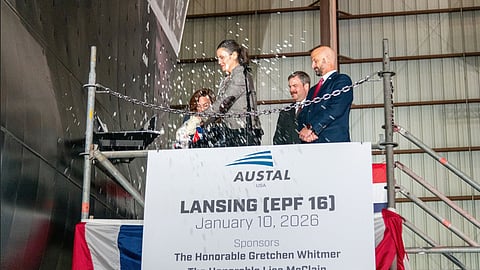 Christening of the US Navy expeditionary fast transport USNS Lansing, January 10, 2026