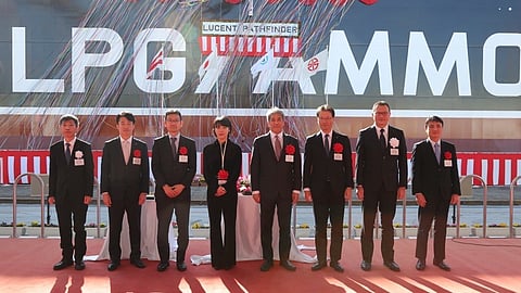 Naming ceremony of NYK's new LPG/ammonia carrier Lucent Pathfinder