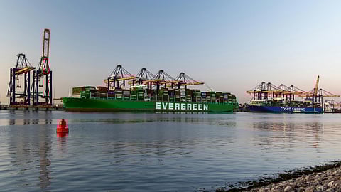 Container vessels at the Port of Rotterdam