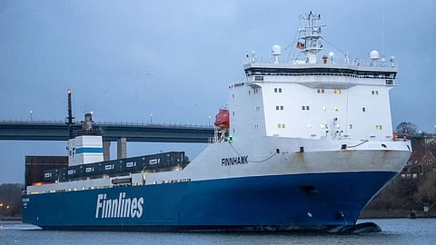 The Ro-Ro vessel Finnhawk in 2023. The ship was later renamed Bahia Cargo.