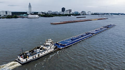 Campbell pusher tug with barges Campbell Transportation Company