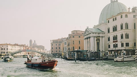 Boats in the Grand Canal in Venice