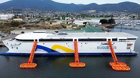 Buquebus' new ferry with the MES slides and liferafts deployed