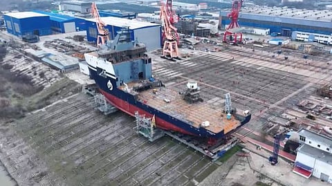 Launch of Island Offshore's new construction vessel at Vard Shipyards Romania