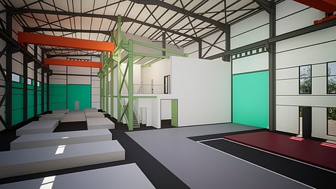 Rendering of the interior of the new retrofitting facility