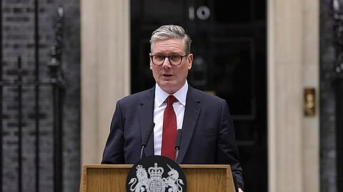 UK Labour Party Leader Keir Starmer giving his first speech as Prime Minister at 10 Downing Street, July 5, 2024