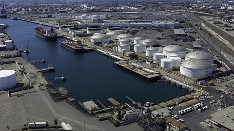 Marathon oil terminal in Long Beach, California