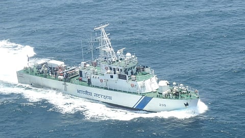 An Indian Coast Guard Aadesh-class fast patrol vessel