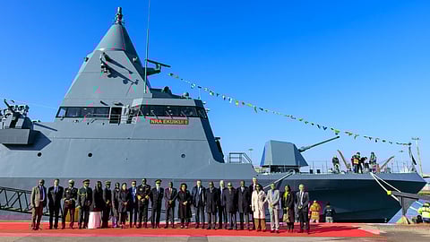 Launch of the future Angolan Navy corvette NRA Ekuikui II in Cherbourg, France, March 10, 2026