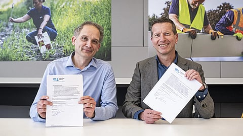 Limburg Water Board Director Erik Keulers (left) and Van Oord Commercial Director Paul Vogelaar following the signing of the Green River Well agreement, March 11, 2026