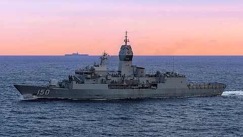 The frigate HMAS Anzac underway during during Indo-Pacific Endeavour 2023, August 18, 2023 