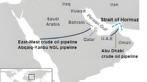 Map of Saudi Arabia's East-West oil pipeline