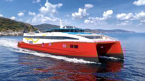 Concept render of Korea Express Ferry's new high-speed Ro-Pax catamaran