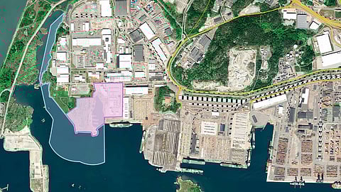 Map of areas being acquired by the Port of Gothenburg