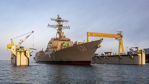 The USS George M. Neal (DDG 131) floated into the water