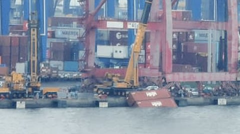 Two of the containers that had fallen overboard from Haian Opus