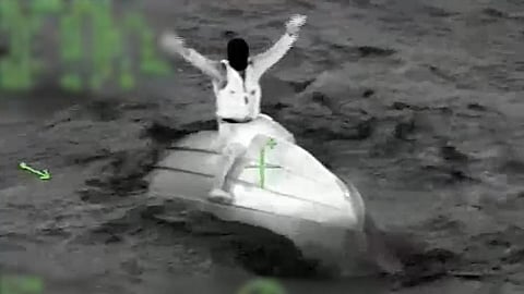 A Coast Guard MH-60T Jayhawk helicopter and a Puerto Rico Police aircrew rescued three CBP marine interdiction agents and two other boaters in the water off 'Isla de Cabras' in Toa Baja, Puerto Rico in the night of March 30, 2026.