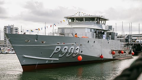 Launch of the Belgian Navy Castor-class patrol vessel BNS Vega