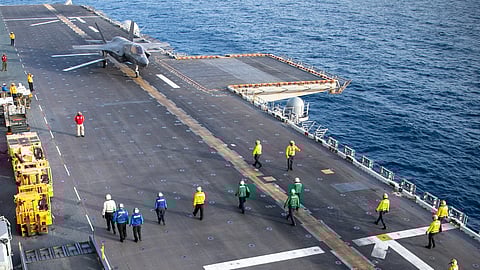 A US Marine Corps F-35B Lightning II takes off from USS Tripoli (LHA 7), sailing in the US Central Command area of responsibility as at April 2026