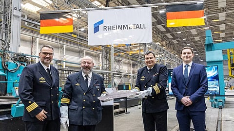 Steel cutting ceremony for the German Navy's third Class 424 intelligence ship