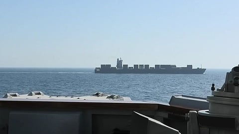 USS Spruance (DDG 111) intercepted the container ship Touska as it transited the north Arabian Sea enroute to Bandar Abbas, Iran.