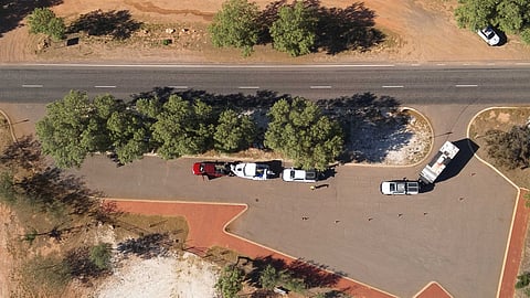 Aerial photo of the Denham checkpoint