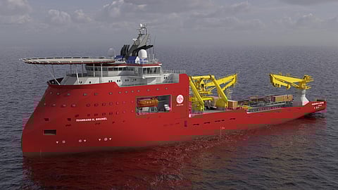 Rendering of Jan De Nul's trenching support vessel Isambard K. Brunel