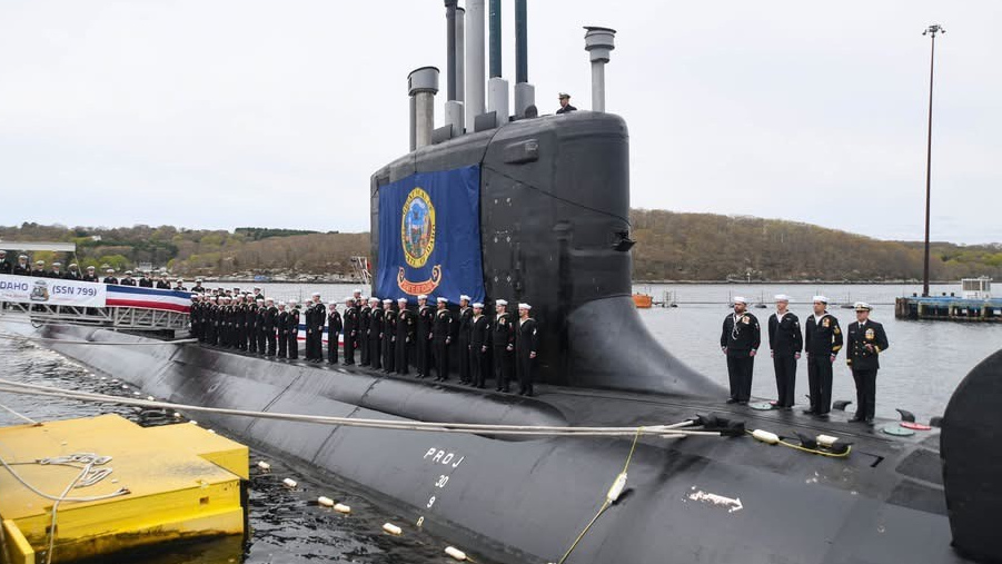 The US Navy Virginia-class attack submarine USS Idaho at her commissioning ceremony, April 25, 2026