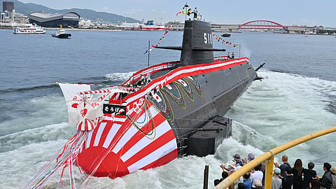 Launch of JS Sogei, a Taigei-class submarine of the Japan Maritime Self-Defence Force