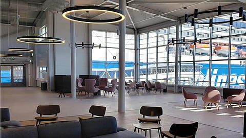 The interior of the new passenger terminal at the Port of Långnäs in Finland's Åland autonomous region