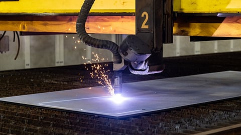 Cutting of the first steel of the US Navy Arleigh Burke-class guided-missile destroyer USS J. William Middendorf, May 19, 2026