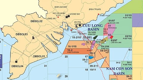 Map of Vietnam's Cuu Long Basin