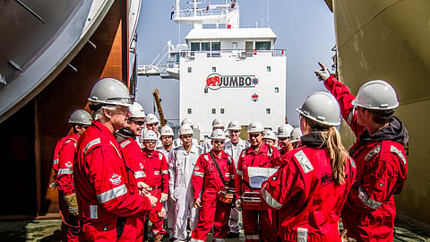 Crew aboard a Jumbo vessel