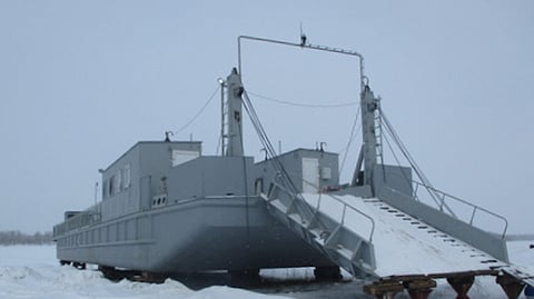 A Project TMT.250-03 ferry with the bow ramp lowered