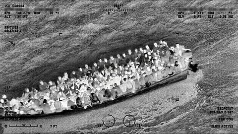 Screenshot of thermal video imagery of the boat carrying the 240 illegal migrants, May 31, 2026