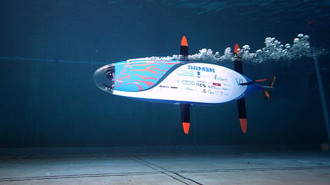 Human-powered submarine during testing