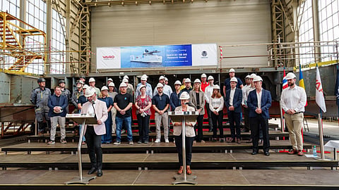 Keel-laying ceremony for a new research vessel for Inkfish at Vard Shipyards Romania, June 4, 2026