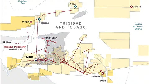 Map showing Loran-Manatee offshore gas fields in Venezuela and Trinidad and Tobago