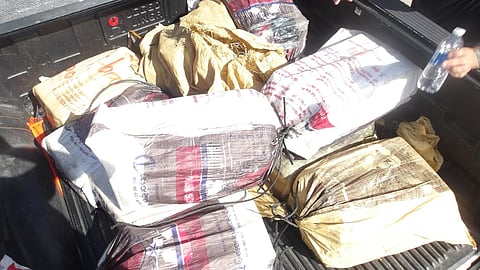 Bales containing the seized cocaine