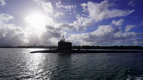Virginia-class fast-attack submarine USS Colorado (SSN 788) returns from sea trials during a maintenance period at Joint Base Pearl Harbor-Hickam, June 6, 2026.