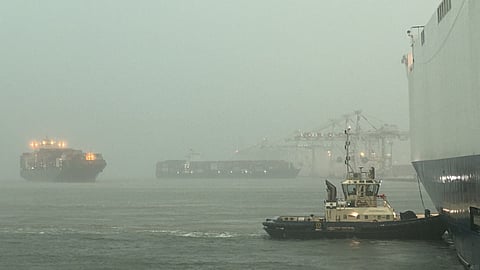 The breakaways of Wide India (left) and Volans (centre), with Viking Passama in the right foreground.