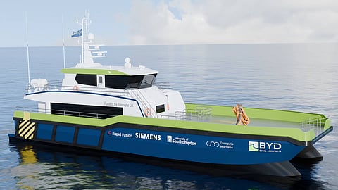 Rendering of the AI-designed crewboat (Photo: Compute Maritime)