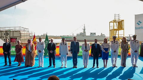 Launch ceremony for the future Royal Saudi Naval Forces corvette Al-Madinah