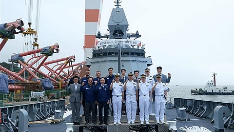 Formal hand-over of the future ROKS Gyeongbuk, the Republic of Korea Navy's second Chungnam-class guided-missile frigate
