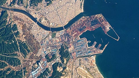 Satellite photograph of the Port of Yeongilman in Pohang, South Korea