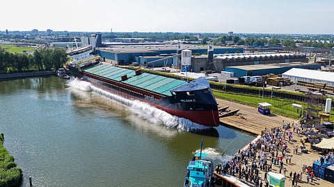 Launch of Carisbrooke Shipping's new shortsea cargo vessel Heleen C